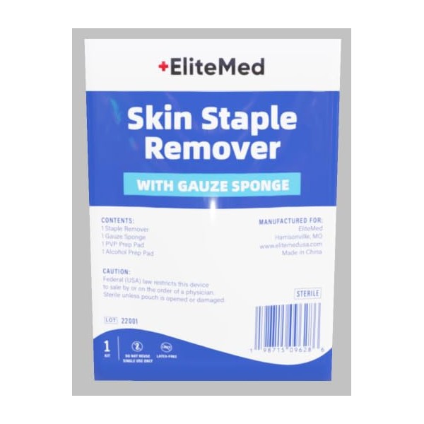 Premium Sterile Staple Removal Kit - Includes Staple Remover, PVP
