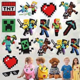 Zeaying Pack of 16 Video Game Iron-On Patches, Video Game Patches for Iron-on, Video Games Embroidered Patches for Clothes, for Boys, Children, DIY Backpack