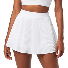 IUGA Golf Skirts for Women Pleated Tennis Skirt High Waisted Athletic Skorts A-Line Skirt with Shorts Underneath & Pockets (Black Skirt, Medium)
