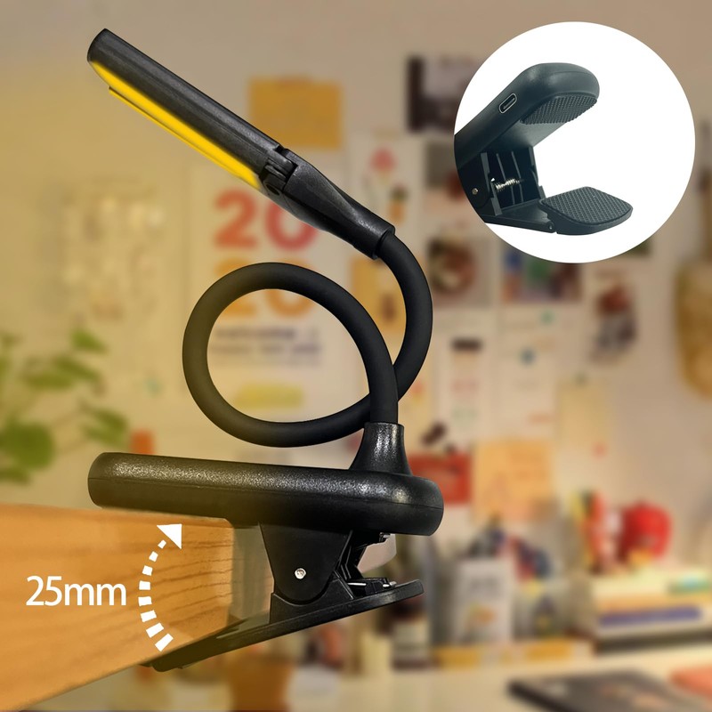 Portable rechargeable LED reading lamp, featuring 3 color temperature memory