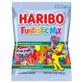 Haribo Gummi Candy | Funtastic Mix in Shareable Size Bags | Many Shapes & Flavors, 5 oz. (Pack of 12)
