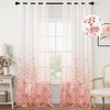 Woaboy Curtains Pink Voile Floral Pattern Curtains with Eyelets Living