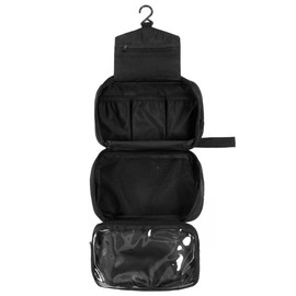 Hanging Travel Toiletry Bag,Foldable Travel Bag with 4 Compartments, Waterproof Wash Bag for Business Trip, Vacation and Bathroom for Makeup Bag & Shower Bag（Black）