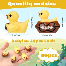 60 Pcs Football Resin Ducks, Football Sports Themed Mini Ducks, Unique Football Duck Mini Resin Ducks Decoration for Tabletop Decor Accents Ducky Birthday Party Favor Novelty Gift