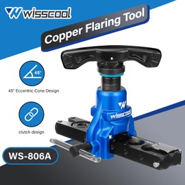 Wisscool Flaring Tool HVAC 1/4” -3/4” Single Flare Tool 45° Eccentric Tubing Flare Tool with Clutch Limit for Copper Pipe Tube Plumping Work(2 in 1)