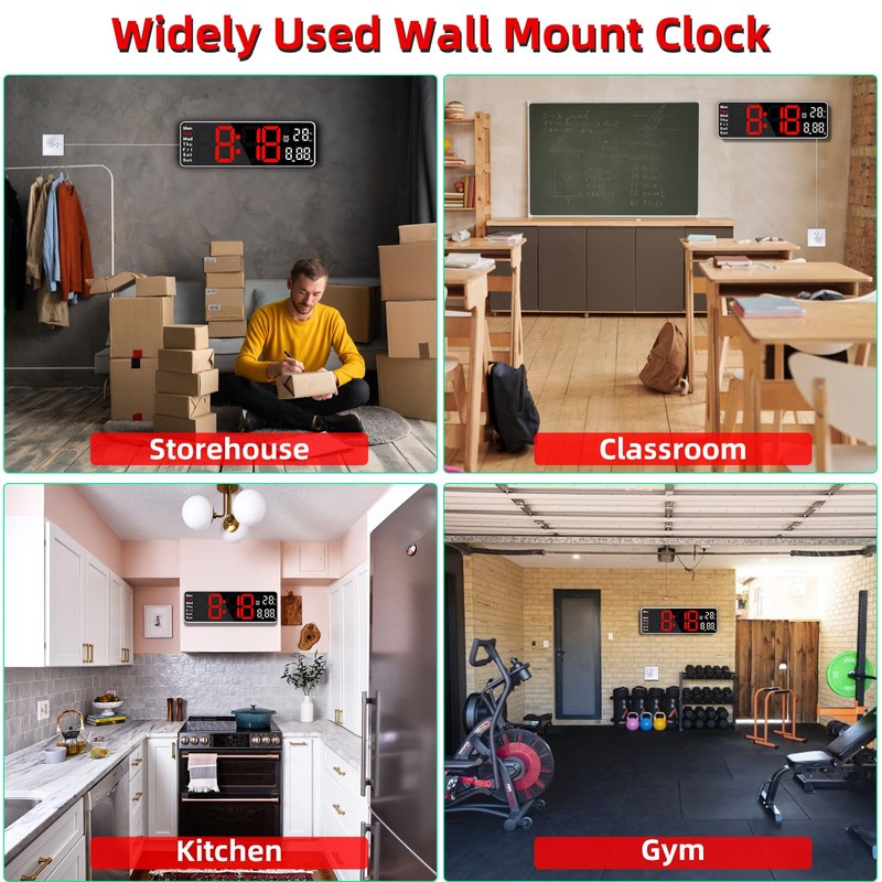 Fuloon Digital Wall Clock, 13'' Large Digital Clock Remote Control,