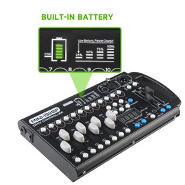 Battery Dmx Controller with Midi, Portable Dmx Controller for Moving Head Lights, Dmx 192 Controller Lighting Console, Dmx512 Controller with Built-in Battery