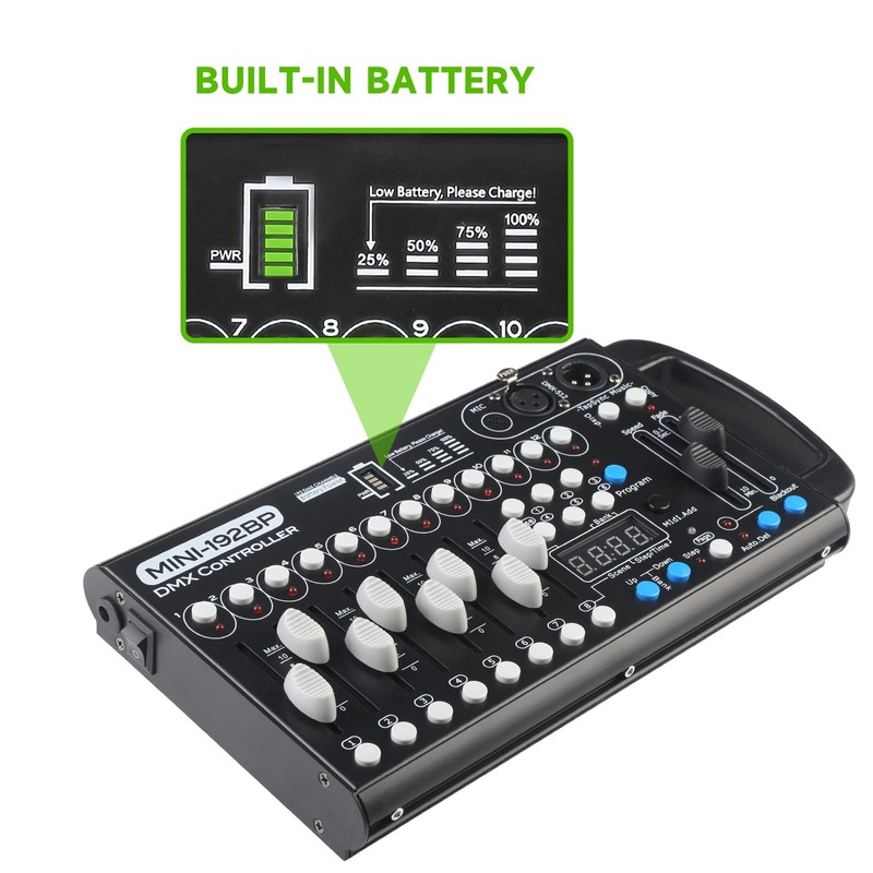 Battery Dmx Controller with Midi, Portable Dmx Controller for Moving