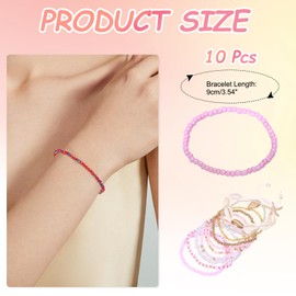 PATIKIL Summer Beach Bracelets Bohemian Multi-Layer Seashell Starfish Beads Stretch Bracelet Set for Women Wristbands Jewelry Accessories Costume Gifts, Pink