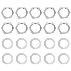 10 Set Jack Socket Nut with Washer, Guitar Nuts and Washers, 3/8" Guitar Input Output Jack Socket Nut and Washer, Guitar/Bass Jacks Nuts and Washers, Silver