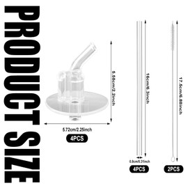 Lexziuo 4PACK Replacement Clear Straws for Thermos Funtainer 12 oz Bottles - Kids Toddler Water Bottle Lid Accessories with Cleaning Brush, Fits Thermos F401 & F410 Models