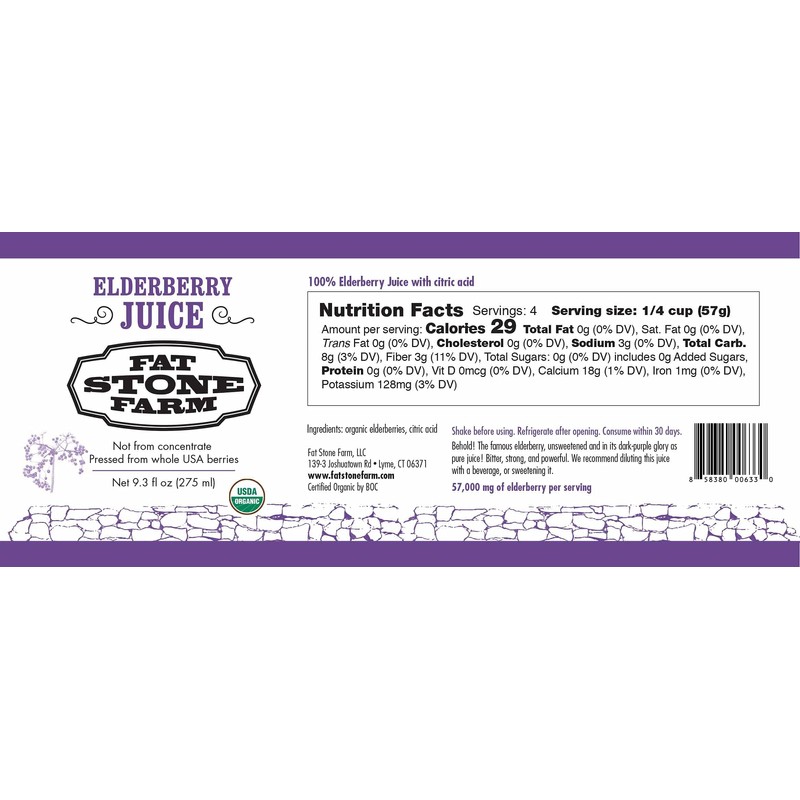Fat Stone Farm Organic Elderberry Juice 2X 9.3 fl. oz