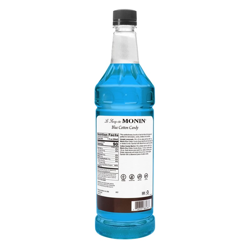 Monin - Blue Cotton Candy | Premium Syrup for Lemonades,