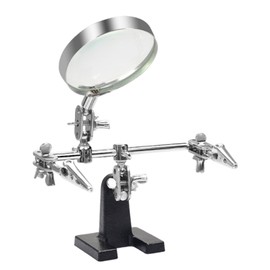 Yilceemy Third Hand Soldering, Soldering Third Hand, Soldering Auxiliary Clamp, Metal Base Plate with Magnifying Glass, 2.5x Magnification, Designed for Soldering