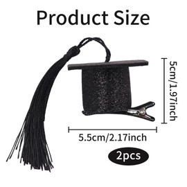 Graduation Cap Hair Clip,Class of 2025 Alligator Clips,Black Mortarboard With Black Tassel Hairpin,Adult Children Hair Accessories for Graduation Theme Party Photography Props