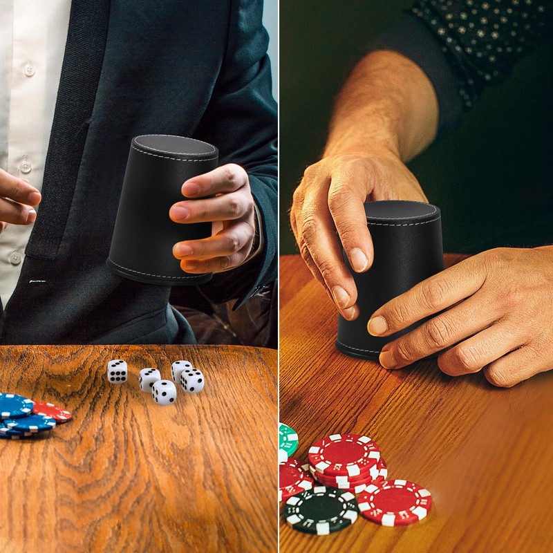 5X Dice Cup Set, PU Leather Dice Shaker Cups with