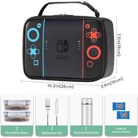 Kids Lunch Box,Boy Insulated Lunch Bag Game Lunch Box Leather Waterproof Thermal Cooler Bag School Daycare Lunch Boxes for Boys Girls Kids Toddlers Teen