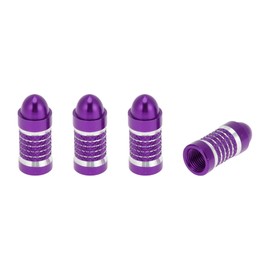 RATCHROLL 4 Pcs Tire Valve Stem Caps Decorative 7x27mm Tyre Valve Dust Covers Round Head Style Purple Aluminum Alloy