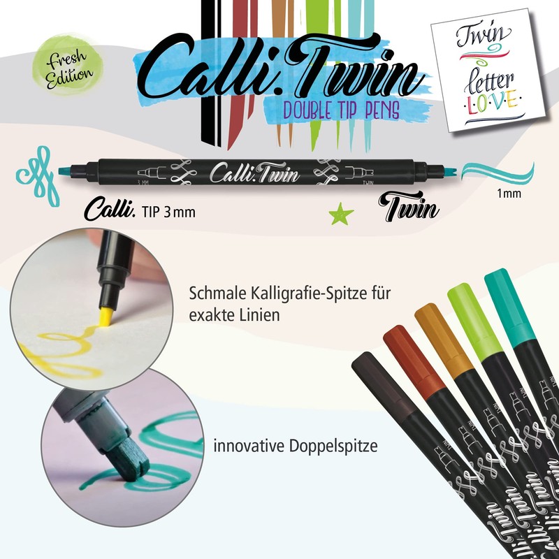 Online Calli.Twin Handlettering Brush-Pens Fresh | Set of 5 double