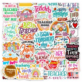 110PCS Teacher's Day Stickers Pack, Waterproof Vinyl Decals for Water Bottles, Laptops, Holiday Party Favors