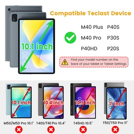 DLveer Case for Teclast P40HD/P40S/M40 Plus/M40 Pro 10 Inch - Premium PU Leather Protective Case with Multi-Angle Stand and Pocket, Denim Black