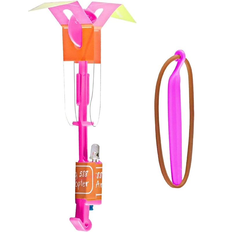 American WIT Cool LED Light Up Helicopters (Multicolored) Slingshot Style