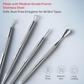 Kit Suvorna para eliminar granos | Eliminador de milia | Lancetas para extracción facial | Extractor de puntos blancos | Extractor de comedones | Eliminador de puntos negros | Aguja para acné y quistes