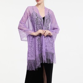 American Trends Shawls for Women Shawls and Wraps for Evening Dresses Silk Feeling Scarf Pashmina Wedding Formal Shawl Light Purple