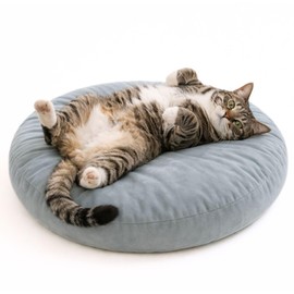 ZOVRION Cat Bed Pillow Cooling Soft Cushion, 20 Inches Small Round Cat Bed, Breathable Flat Pet Bed for Indoor Cats, Washable, Scratch Resistant, Comfortable Cat Bed for Senior Cats