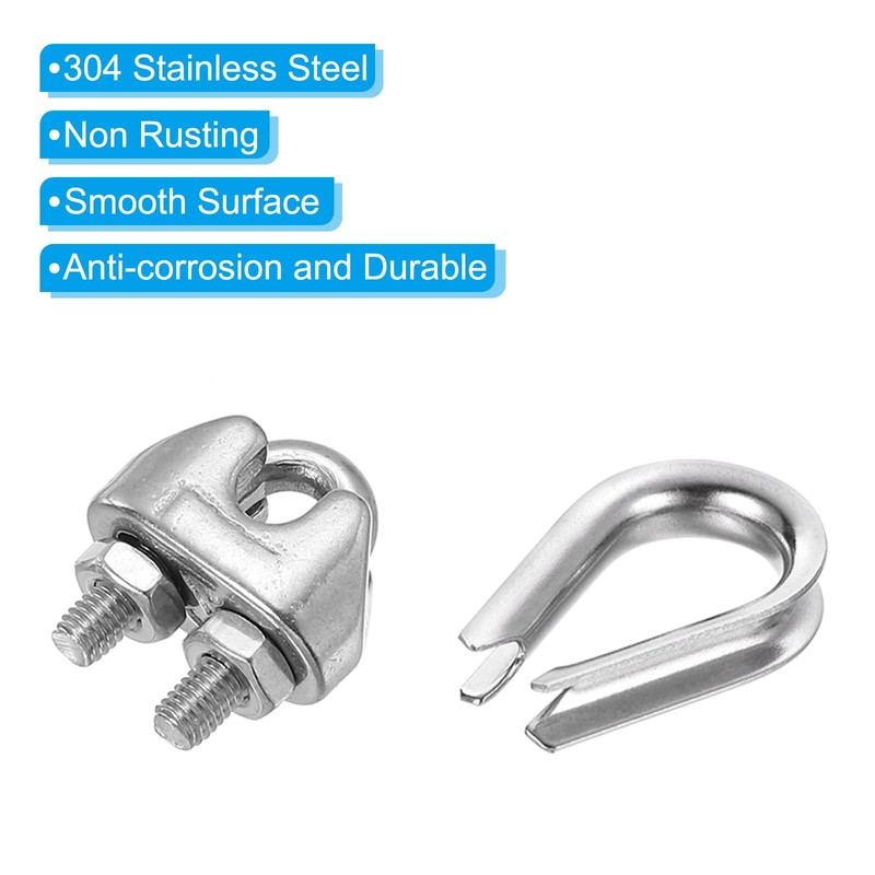 PATIKIL Wire Rope Accessory Set, 304 Stainless Steel 12 Pcs