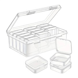Bead Storage Box,15 Grids Clear Nail Accessory Storage with Hinged Lid | Pill Container, Travel Rectangle Holder for Hobbyists and Artists