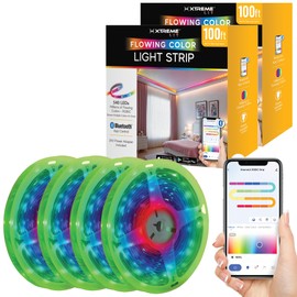 Xtreme RGB+IC LED Light Strip, 200’ Foot Indoor Sound Reactive Multi Color Chasing LED Light Strip, Bluetooth App Control, Sound Reactive Gaming Lights, 1080 RGB+IC LED Lights, 24V Plug-in Light Strip
