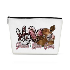 Inspirational Western Makeup Bag, Western Gifts, Western Accessories for Women, Vintage Cowgirl Cow Print Stuff Cosmetic Bag for Women Her Girl Western Lovers Birthday Christmas Travel Toiletry Bag
