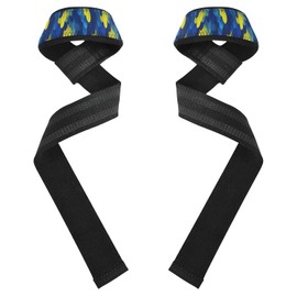 Muñequeras con estampado de piel de loro, color azul marino, correas de elevación de 26 pulgadas, correa antideslizante para levantamiento de pesas, gimnasio, peso muerto, entrenamiento