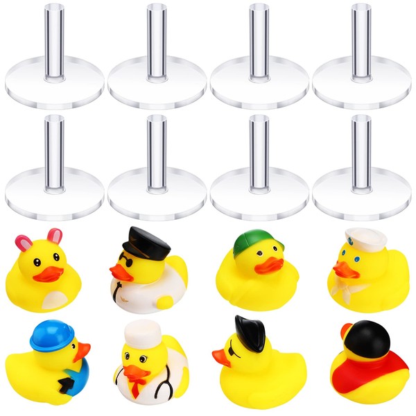 Honoson Duck Plug Fixed Display Rubber Duck Mount Clear Rubber Duck Holder Compatible with Jeep Dash, Excluding Rubber Duck (8 Pcs)