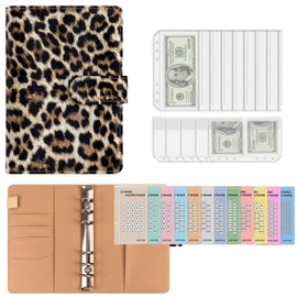 NILSTOREY Money Saving Binder for Cash, 52 Week Monthly Envelopes Money Saving Challenge Book with Budget Trackers for 6 Ring Binder, Easy and Fun Way to Save $5050, 10000 (Leopard)