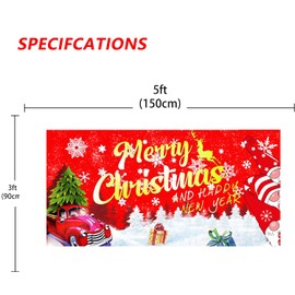 Christmas Flag 3x5 Ft,Large Merry Christmas House Flags for Outside, Merry Christmas Garden Flag with Grommets, Winter Christmas Flag for Outdoor Yard Decorations Holiday Banner