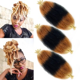 Ombre Blonde Marley Twist Braiding Hair 18Inch 3Packs Spingy Afro Twist Hair Pre Fluffed Spring Twist Hair kinky twist hair Wrapping Hair for Soft Locs(18Inch,1B27613#)