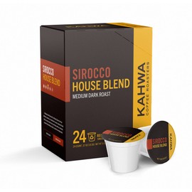 Kahwa Coffee Sirocco Medium Dark Roast House Blend, Single-Serve Coffee Pods for Keurig Brewers, 24 pods