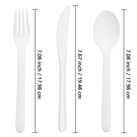 Supernal 180pcs Plastic Silverware Heavy Duty Matt White Plastic Silverware Reusable Plastic Cutlery Wheat Straw Reusable Spoon Knife Forks Set Tableware Dishwasher Microwave Safe