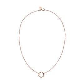 Purelei® Bloom Women's Stainless Steel Oval Anchor Chain Necklace with Flower Shape Pendant, Adjustable Length 40-45 cm, Stainless Steel, No Gemstone