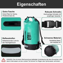 Blackace arteesol Dry Bag Waterproof Bag 5L/10L/20L/30L Waterproof Bag Pack Sack with Long Double Adjustable Shoulder Strap for Swimming Boating Kayaking Water Sports