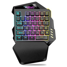 Vbestlife Teclado para Juegos con una Mano, Teclado Inalámbrico RGB, 35 Teclas, Teclado de una Sola Mano, Tecla Empotrada para Computadora, Escritorio, PC, Gamer