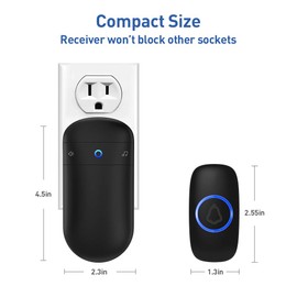 SECRUI Wireless Doorbell with 2 Buttons – Doorbell Kits for Front Door Back Door– Battery Operated Doorbell with 52 Chimes, LED Flash, 5 Volume Levels – Waterproof Modern Doorbell – Over 1000FT