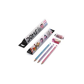 Doms Zoom Ultimate Dark Triangle Pencils (10pcs) with Free Eraser, Sharpener and 15cms Ruler