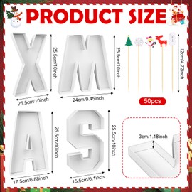 XMAS Cardboard Letter Set with 50 Pcs Christmas Cocktail Fruit Picks Christmas Decorative Platters Party Charcuterie Letters Christmas Serving Tray for Wedding Bachelorette Birthday Anniversary Party