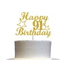 91 Birthday Cake Topper Gold Glitter, 91st Party Decoration Ideas,