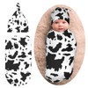 Cow Print Newborn Swaddle Blanket with Hat Set Baby Stuff