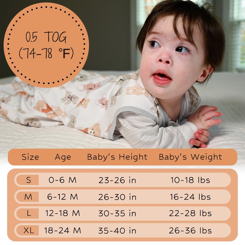 LollyBanks Sleep Sack, 100% Organic Cotton Baby Sleep Sack, 0.5