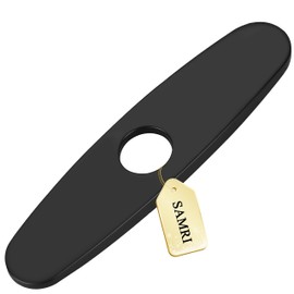 SAMRI Faucet Deck Plate to Cover Sink Holes, Stainless Steel Matte Black Faucet Cover for 1 or 3 Hole Bathroom or Kitchen Sink Faucet, 10.24 Inch Round Escutcheon Plate for Basin Vanity Sink